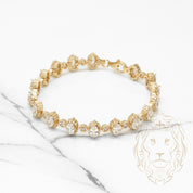 Bracelet - 10K Yellow Gold with Oval and Round Cut CZ Stones 7.25" - BRG420