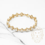 Bracelet - Or 10K jaune orné de pierres cz coupe ovale et ronde 7.25" - BRG420