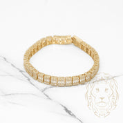 Bracelet - 10K Yellow Gold Eternity Pavé with Baguette & Round Cut CZ Stones 7.25" - BRG427