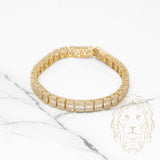Bracelet - Or 10K jaune éternité pavé pierres cz coupe baguette & ronde 7.25" - BRG427