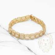 Bracelet - 10K Yellow Gold Eternity Octagonal Halo Pavé with Round & Baguette CZ 7.25" - BRG422