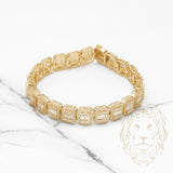 Bracelet - Or 10K jaune éternité halo octogonal pavé cz rond & baguette 7.25" - BRG422
