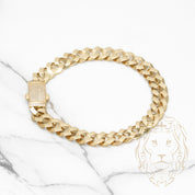 Bracelet - Or 10K jaune BJAMIL curb avec box lock pavé cz 8.5mm 7.5" - BRG425