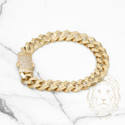 Bracelet - 10K Yellow Gold BJAMIL Curb Links with Pavé Box Lock 10.5mm 7.5" - BRG432
