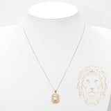 Woman's Necklace - 10K Yellow Gold Double Octagonal Halo Pendant Pavé with Round & Baguette CZ 18"- CHG463