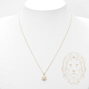 Woman's Necklace - 10K Yellow Gold Square Halo Pendant Pavé cz 18" - CHG460