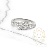 Bague - Or 14K blanc bande dégradée croisée diamants lab coupe brillant 1.10CT - RIGL021