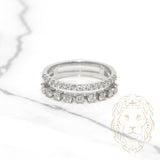 Bague - Or 14K blanc semi-éternité à deux rangées diamants lab coupe brillant 0.53CT - RIGL026