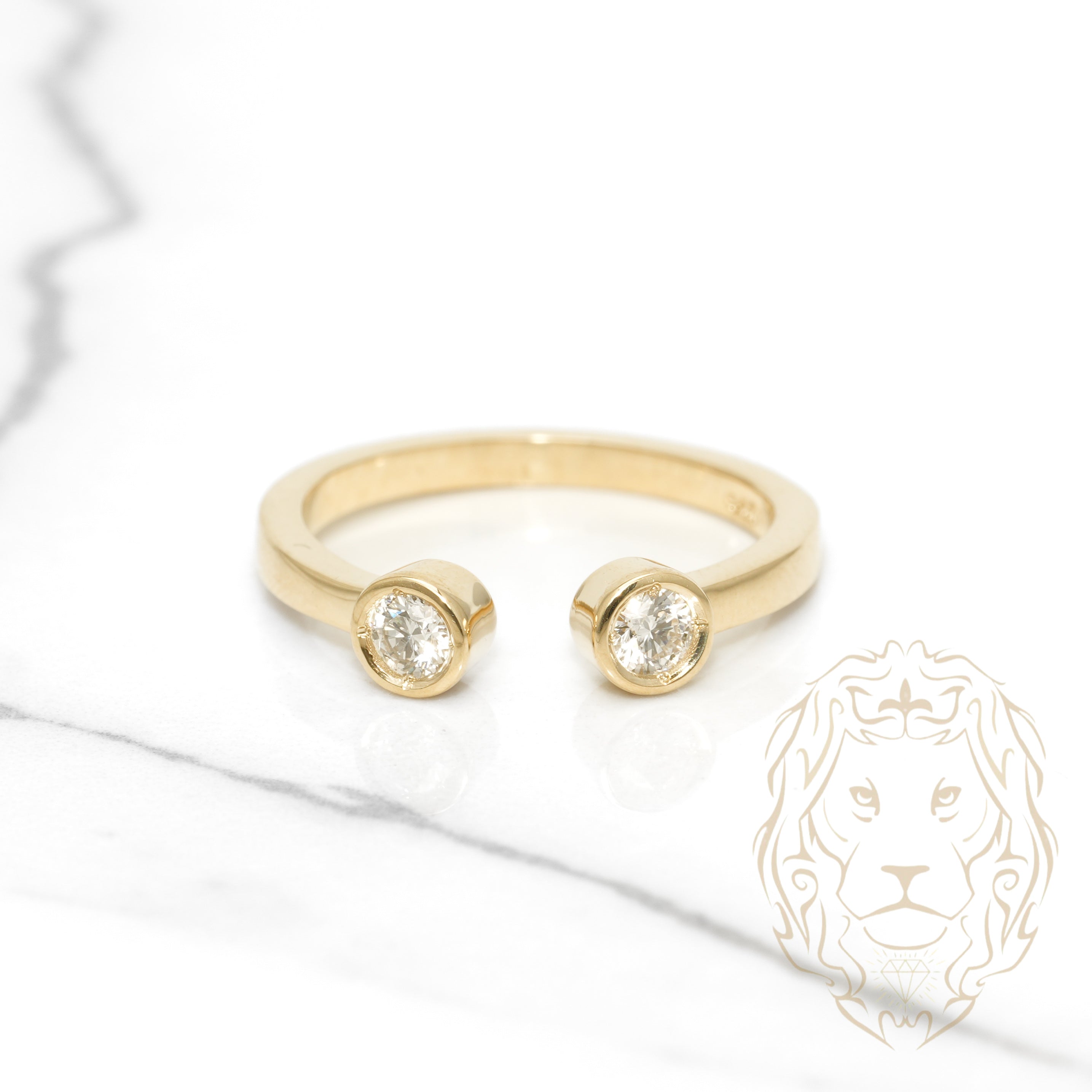 Ring - 14K Yellow Gold Open Brilliant Cut Lab Diamonds Bezel Set 0.22CT - RIGL029