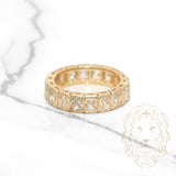 Bague - Or 14K jaune éternité diamant lab coupe radiant serties clos 4.32CT - RIGL030