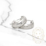 Hoops - Or 10K blanc motif clé grecque 5.5mm X 11mm - BOG658