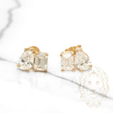 Studs - Or 14K jaune Toi & Moi diamants lab coupe émeraude & poire 2.00CT - BOGL025