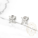 Studs - Or 14K blanc fleur en diamants lab coupe marquise 0.85CT - BOGL027