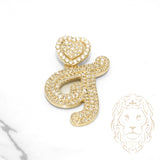 Pendentif - Or 10K jaune "T" avec bélière en forme de cœur pavé de diamants lab 1.5CT - PEGL025