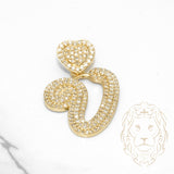 Pendentif - Or 10K jaune "V" avec bélière en forme de cœur pavé de diamants lab 1.5CT - PEGL026