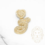 Pendentif - Or 10K jaune "J" avec bélière en forme de cœur pavé de diamants lab 1.5CT - PEGL027