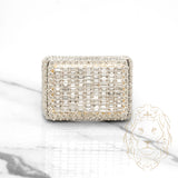 Bague - Or 10K deux tons jaune & blanc chevalière rectangulaire pavé de diamants lab coupe baguette 1.62CT & coupe ronds 5.98CT - RIGL014