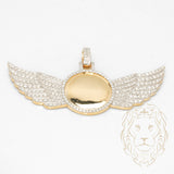 Pendant - 10K Two-tone Yellow & White Gold Photo Medallion with Lab Diamond-Paved Wings 3.08CT - PEGL007
