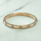 Unisex bangle - 10K gold two-tone pink & white love - BRG122