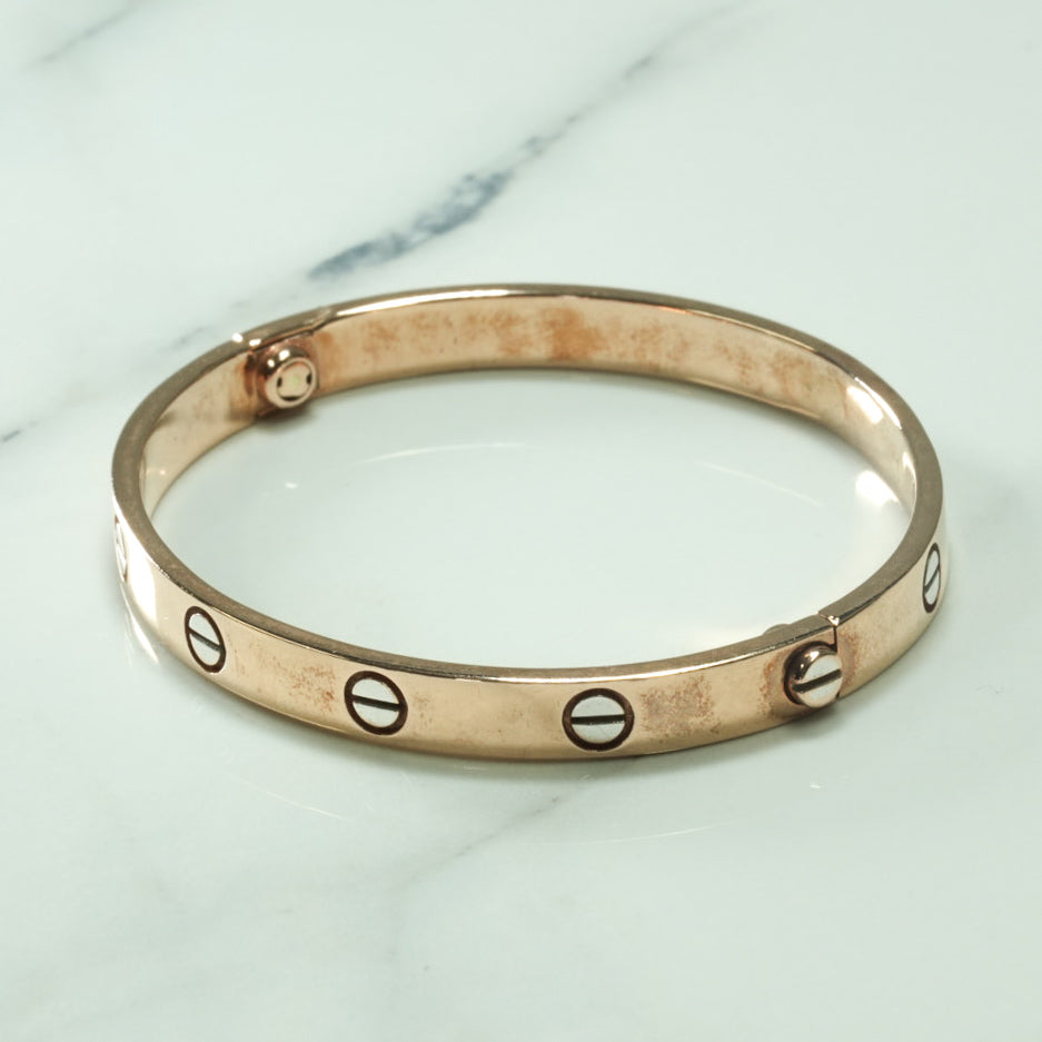 Bracelet jonc - Or 10K deux tons rose & blanc amour - BRG122