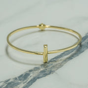 Bracelet jonc - Or 10K jaune double T imbriqués - BRG131