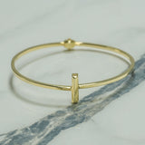 Bracelet jonc - Or 10K jaune double T imbriqués - BRG131