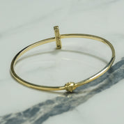 Bracelet jonc - Or 10K jaune double T imbriqués - BRG131