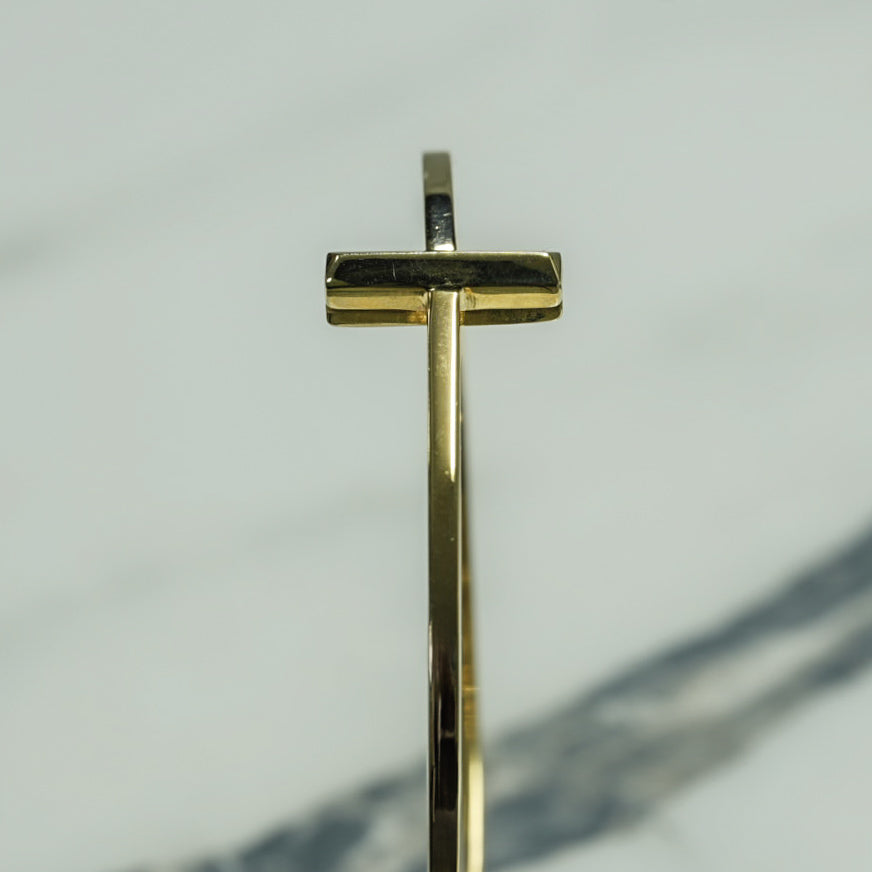 Bracelet jonc - Or 10K jaune double T imbriqués - BRG131