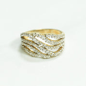 Bague - Or 10K motif vagues pavé jaune cz - RIG109