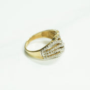 Bague - Or 10K motif vagues pavé jaune cz - RIG109