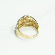 Bague - Or 10K motif vagues pavé jaune cz - RIG109