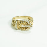 Bague - Or 10K boucle de ceinture tressée pavé cz - RIG110