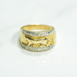 Bague - Or 10K panthère estampillée deux tons jaune & blanc cz - RIG111