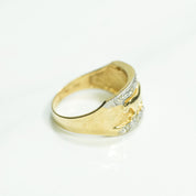 Lady's ring - 10K gold two-tone stamped panther yellow & white cz - RIG111
