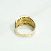 Lady's ring - 10K gold two-tone stamped panther yellow & white cz - RIG111