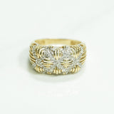 Bague - Or 10K tissée pavé deux tons jaune & blanc cz - RIG114