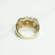 Lady's ring - 10K gold woven two-tone yellow & white cz pave - RIG114