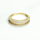Bague - Or 10K motif colisée pavé jaune cz - RIG118