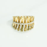 Bague - Or 10k rayures ondulées pavé jaune cz - RIG120