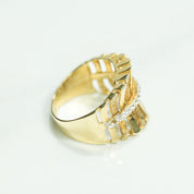 Woman's ring - 10k gold wavy stripes paved with yellow cz - RIG120