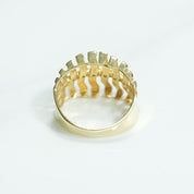 Woman's ring - 10k gold wavy stripes paved with yellow cz - RIG120