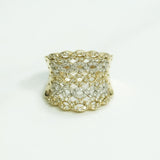 Bague - Or 10K tressé pavé deux tons jaune & blanc cz - RIG122