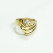 Bague - Or 10K gros tourbillon avec pierre jaune cz - RIG123