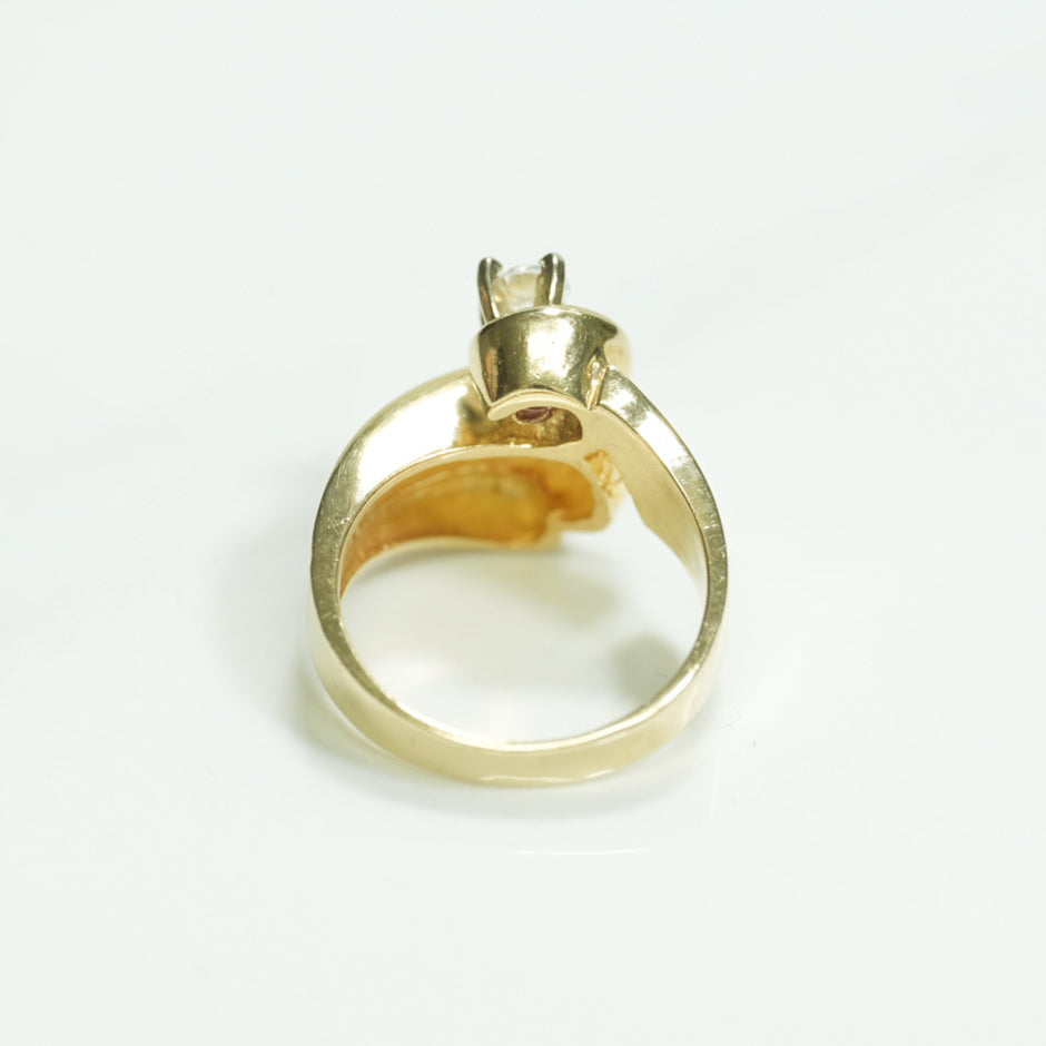 Bague - Or 10K gros tourbillon avec pierre jaune cz - RIG123