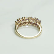 Lady's ring - 10K gold five princess cut stones yellow cz mauve - RIG124