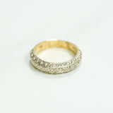 Bague - Or 10K 3 rangées pavé deux tons jaune & blanc cz - RIG125