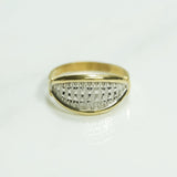 Bague - Or 10K ellipse brillant deux tons jaune & blanc - RIG128