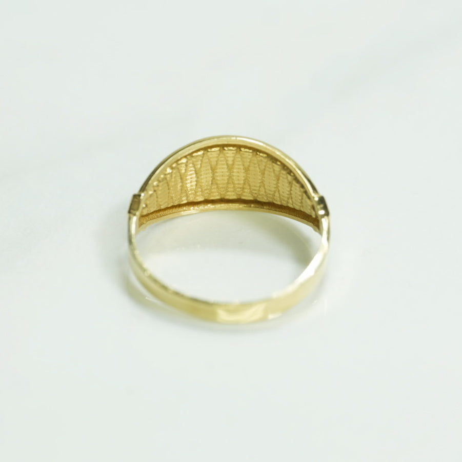 Lady's ring - 10K gold ellipse brilliant two-tone yellow & white - RIG128