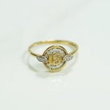 Bague - Or 10K cercle "15" pavé jaune cz - RIG129