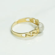 Unisex ring - 10K gold pavé dome with cz yellow cuban links - RIG130